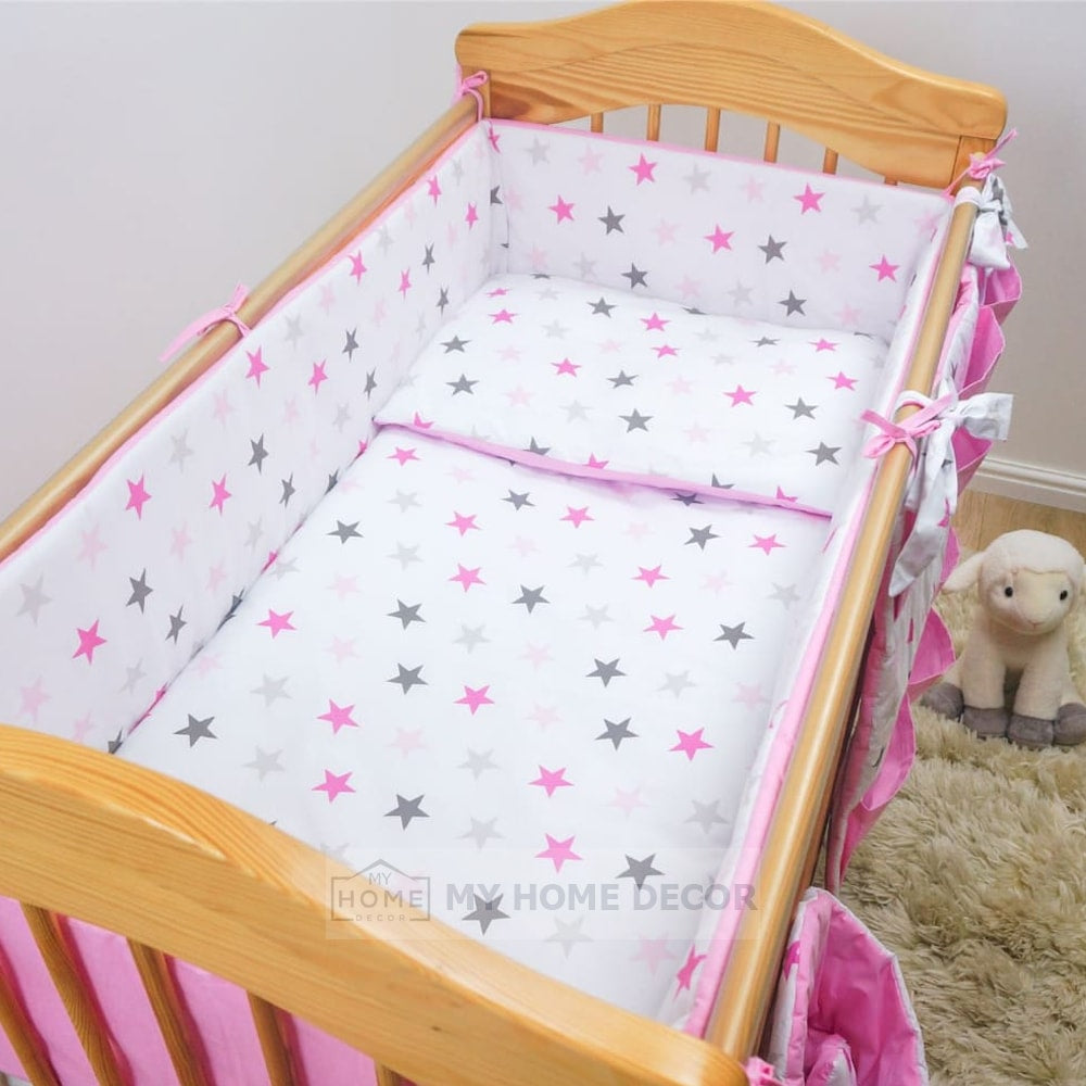 Baby Cot - Bedding Set - Pompous Pink Stars — Baby Cot Bedding price in Pakistan