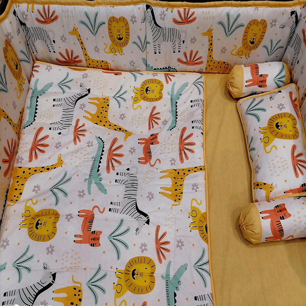 Baby Cot - Bedding Set - Pompous White Yellow — Baby Cot Bedding price in Pakistan