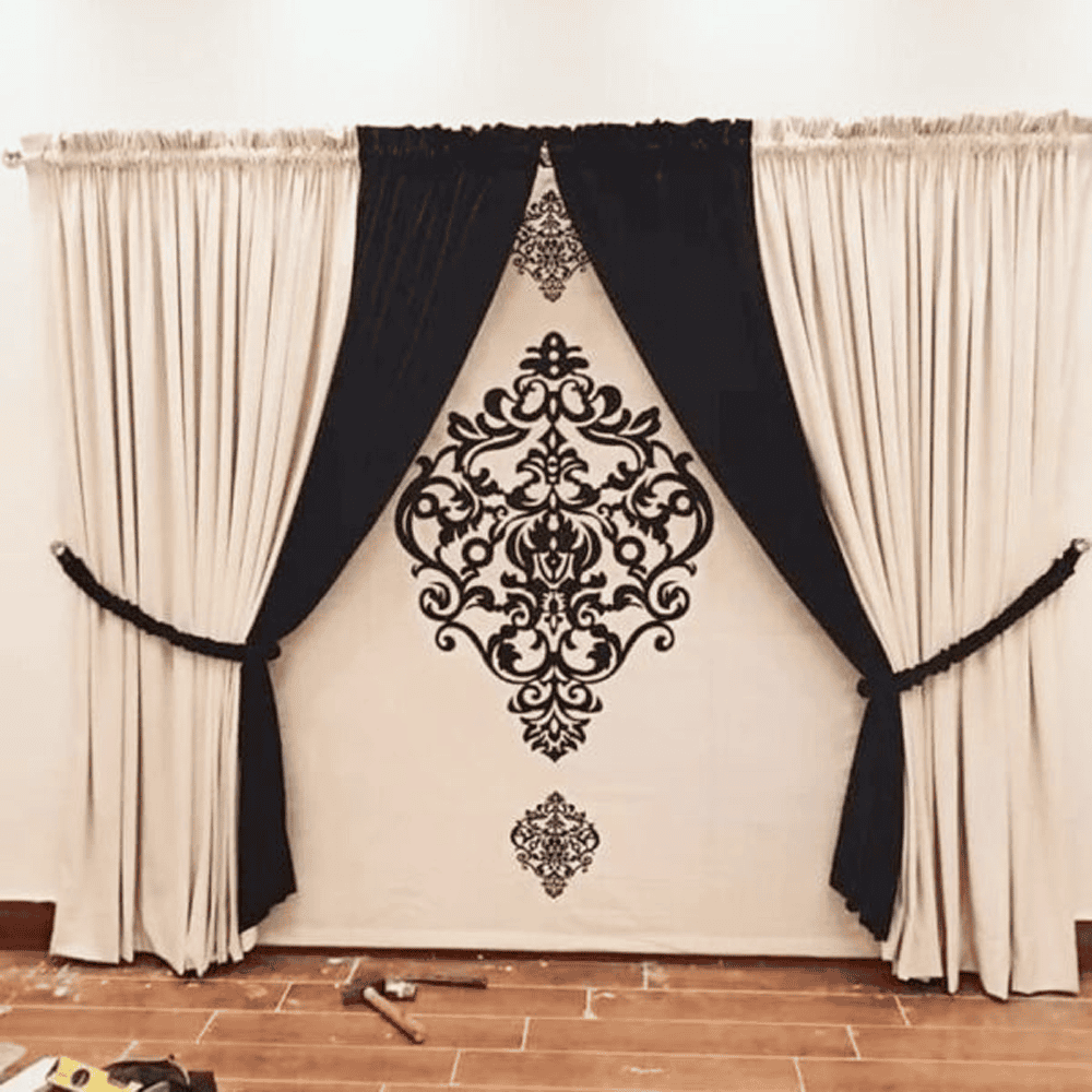 Blind Curtains Velvet Fabric Laser Cut Art – Black Design – @ Per Sqr Ft — Blind Curtains price in Pakistan