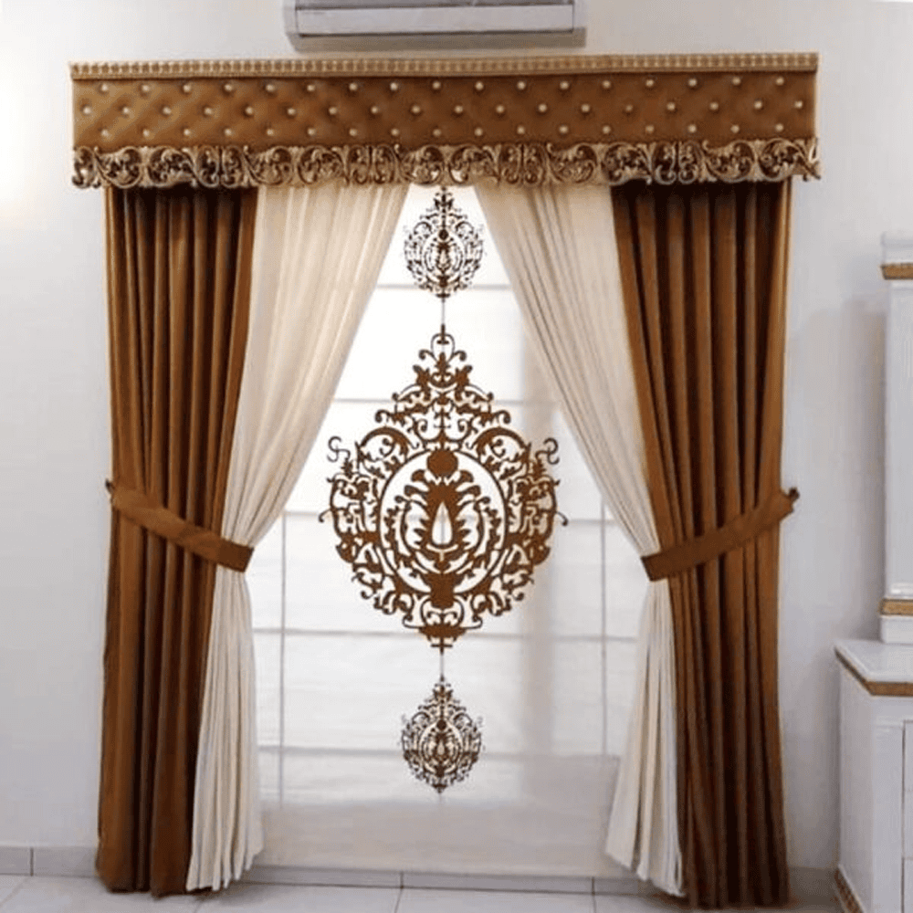 Blind Curtains Velvet Fabric Laser Cut Art – Mustard – @ Per Sqr Ft — Blind Curtains price in Pakistan