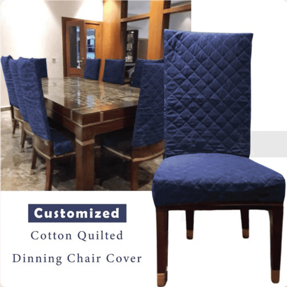 Quilted Chair Cover - Dark Blue โ Chair Covers price in Pakistan