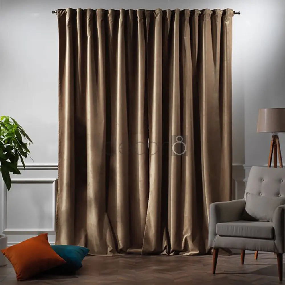 Premium Velvet Curtains For Bedroom & Living Room - Antique Brass — view 2