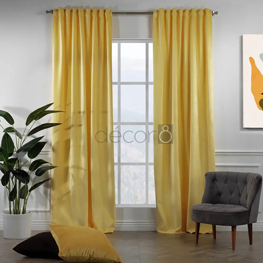 Premium Velvet Curtains For Bedroom & Living Room - Banana
