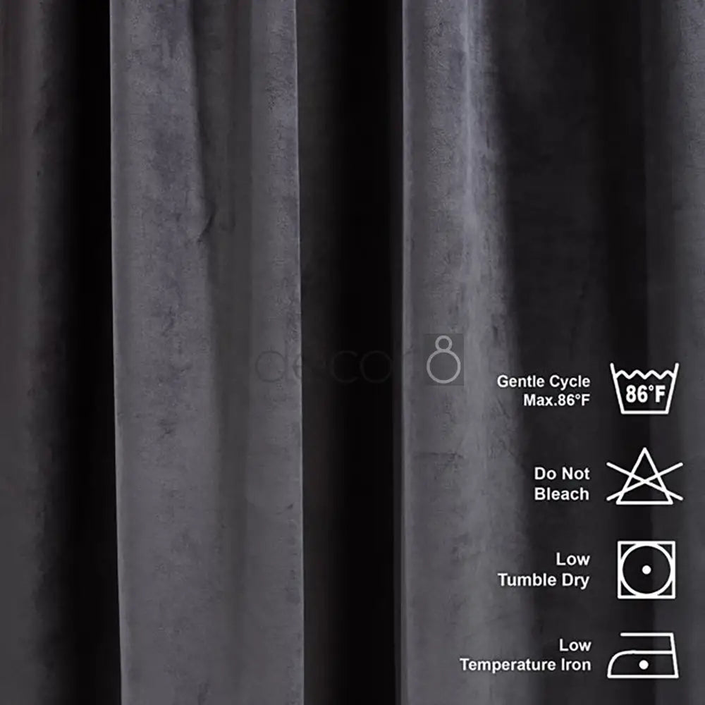 Premium Velvet Curtains For Bedroom & Living Room - Charcoal — view 4