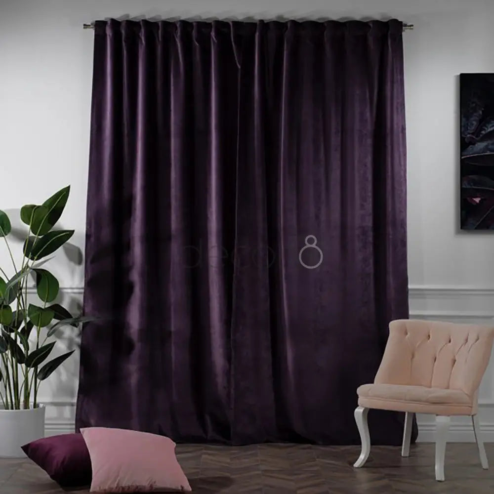 Premium Velvet Curtains For Bedroom & Living Room - Magenta — view 2