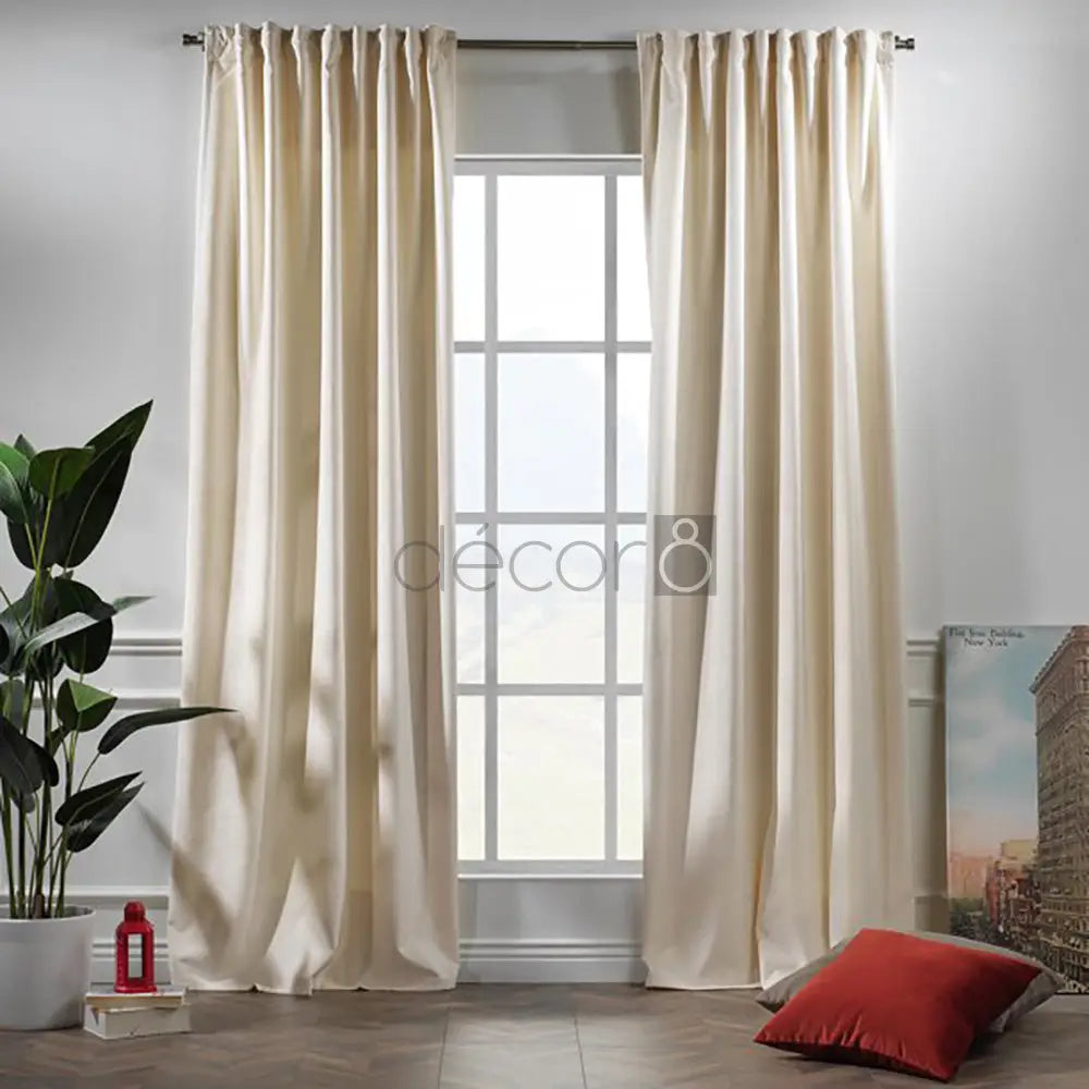 Premium Velvet Curtains For Bedroom & Living Room - Off White — Curtains price in Pakistan