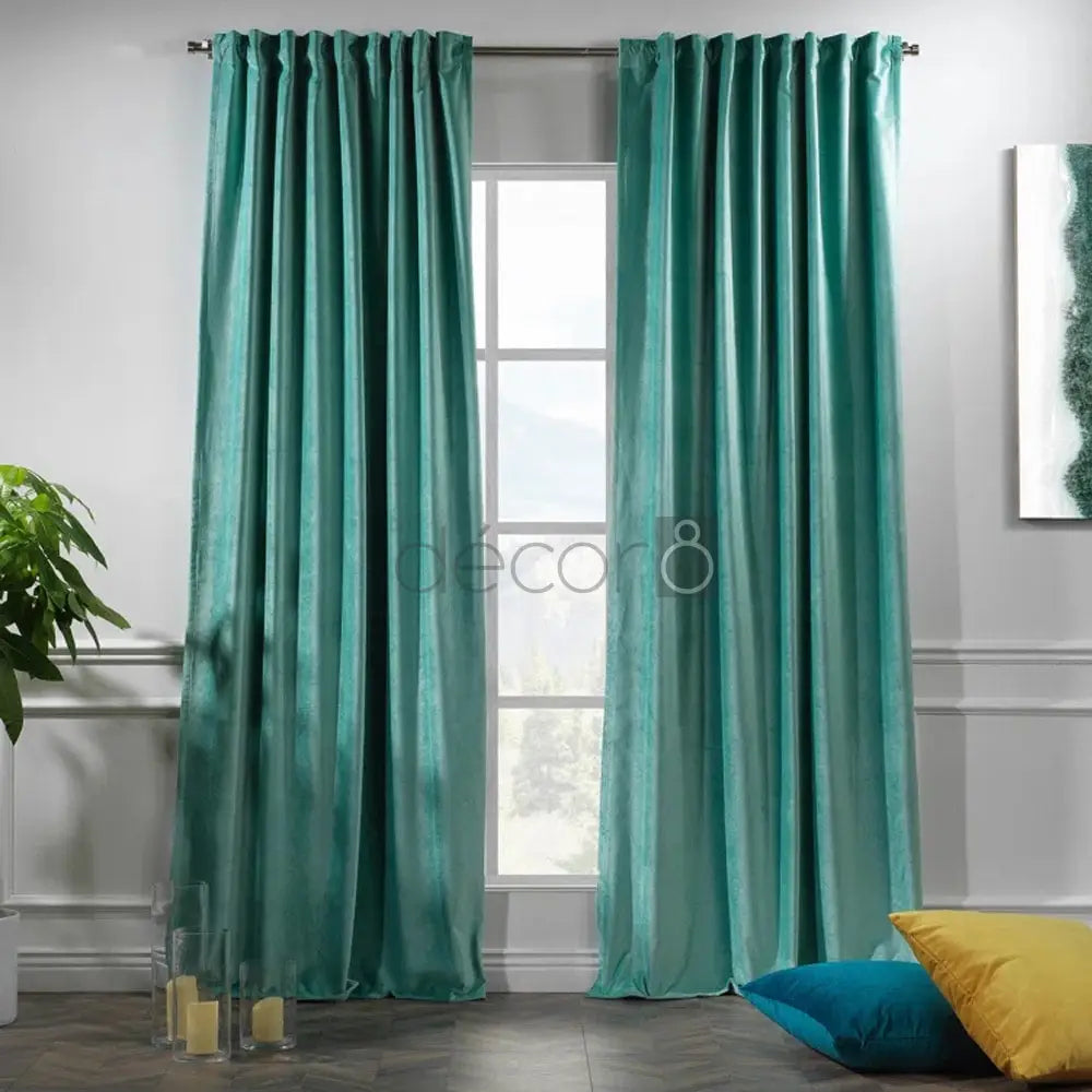 Premium Velvet Curtains For Bedroom & Living Room - Teal — Curtains price in Pakistan