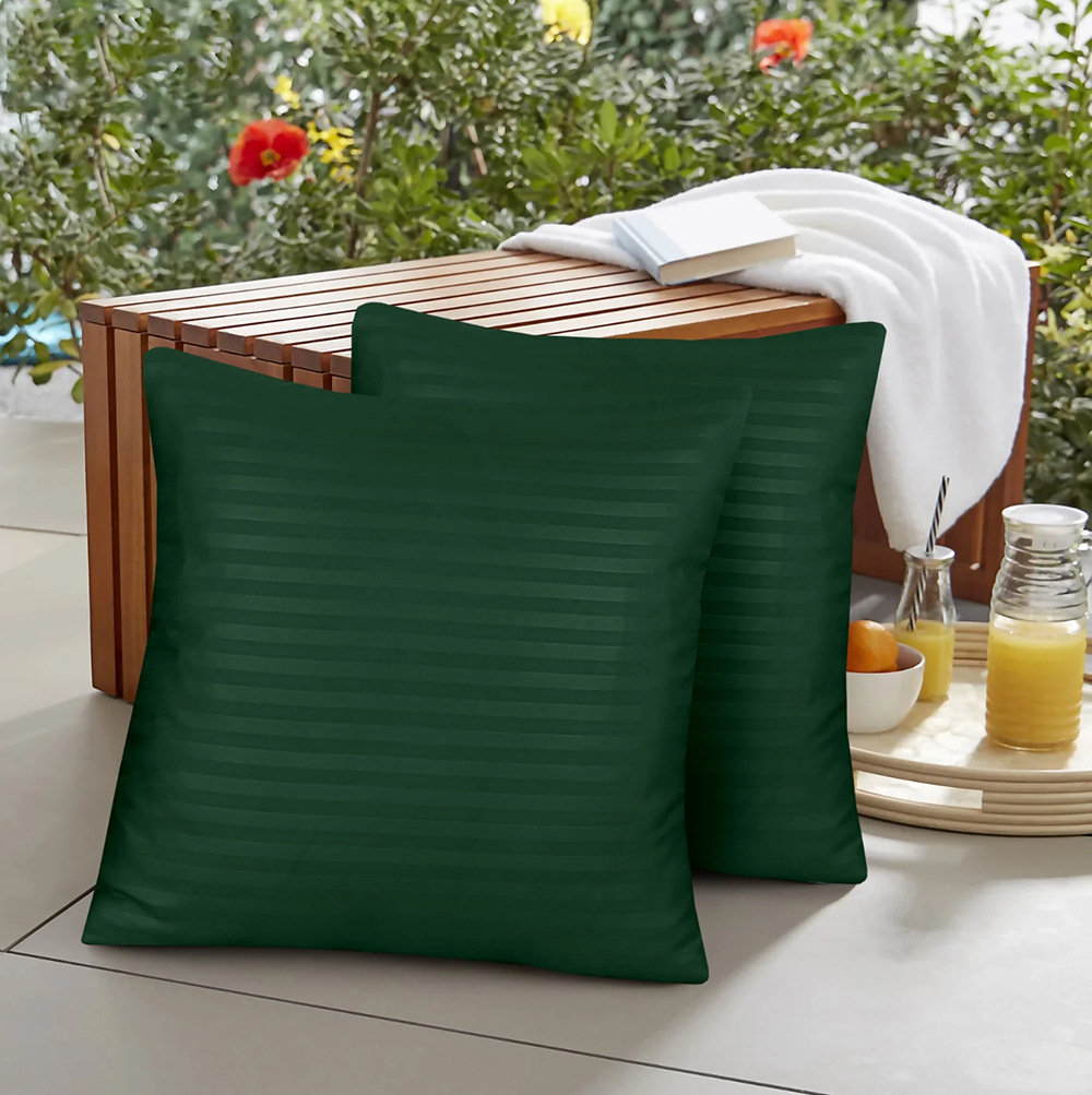 Pack of 5 Premium Satin Stripe Cushion Covers - Dark Green β Cushion Covers price in Pakistan
