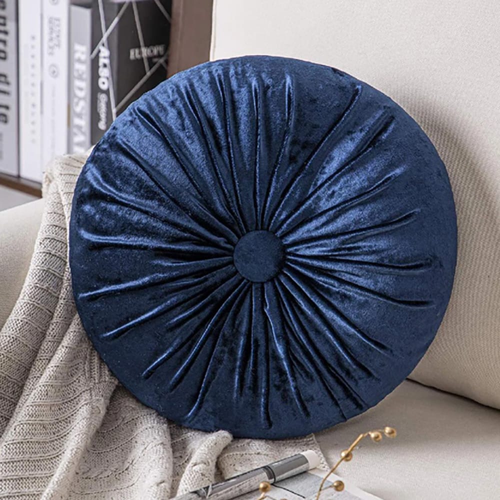 Round Pumpkin Velvet Sofa Cushion - Blue — view 2
