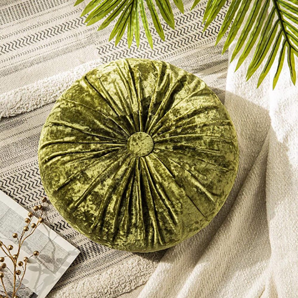 Round Pumpkin Velvet Sofa Cushion - Olive Green β Cushions price in Pakistan