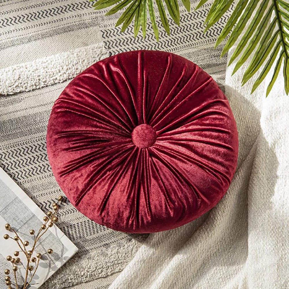 Round Pumpkin Velvet Sofa Cushion - Red β Cushions price in Pakistan
