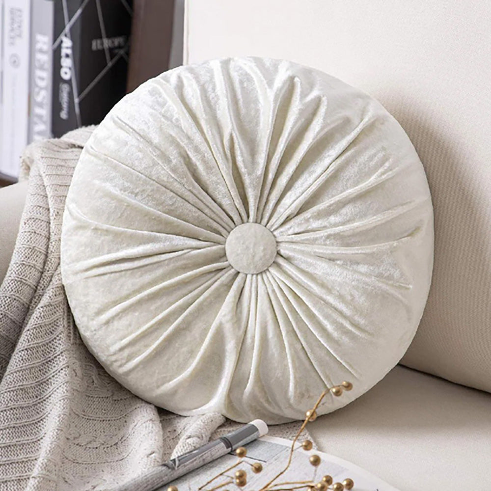 Round Pumpkin Velvet Sofa Cushion - White — view 2