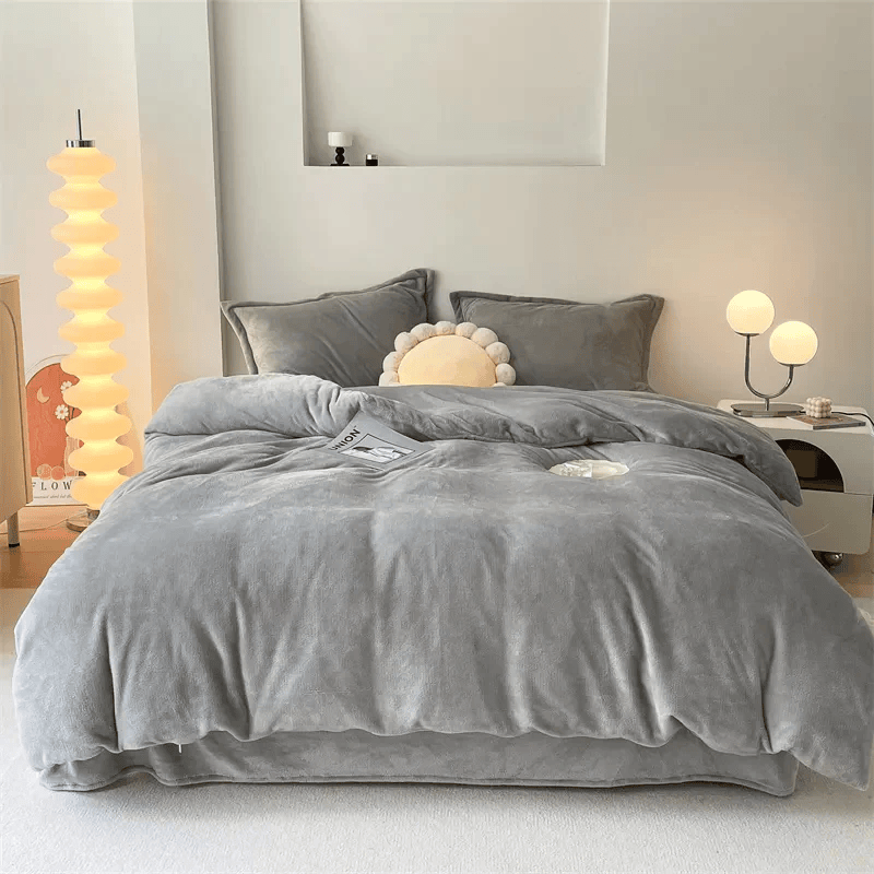 Reversible Velvet Duvet Cover - Grey & Light Grey β Duvet Covers price in Pakistan