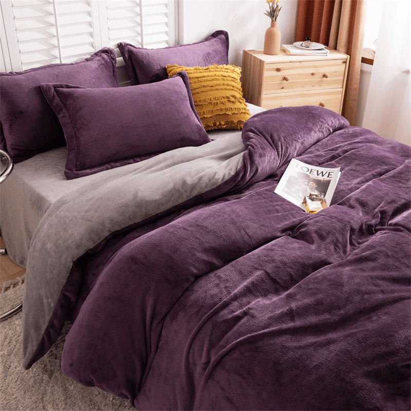 Reversible Velvet Duvet Cover - Purple & Grey β Duvet Covers price in Pakistan