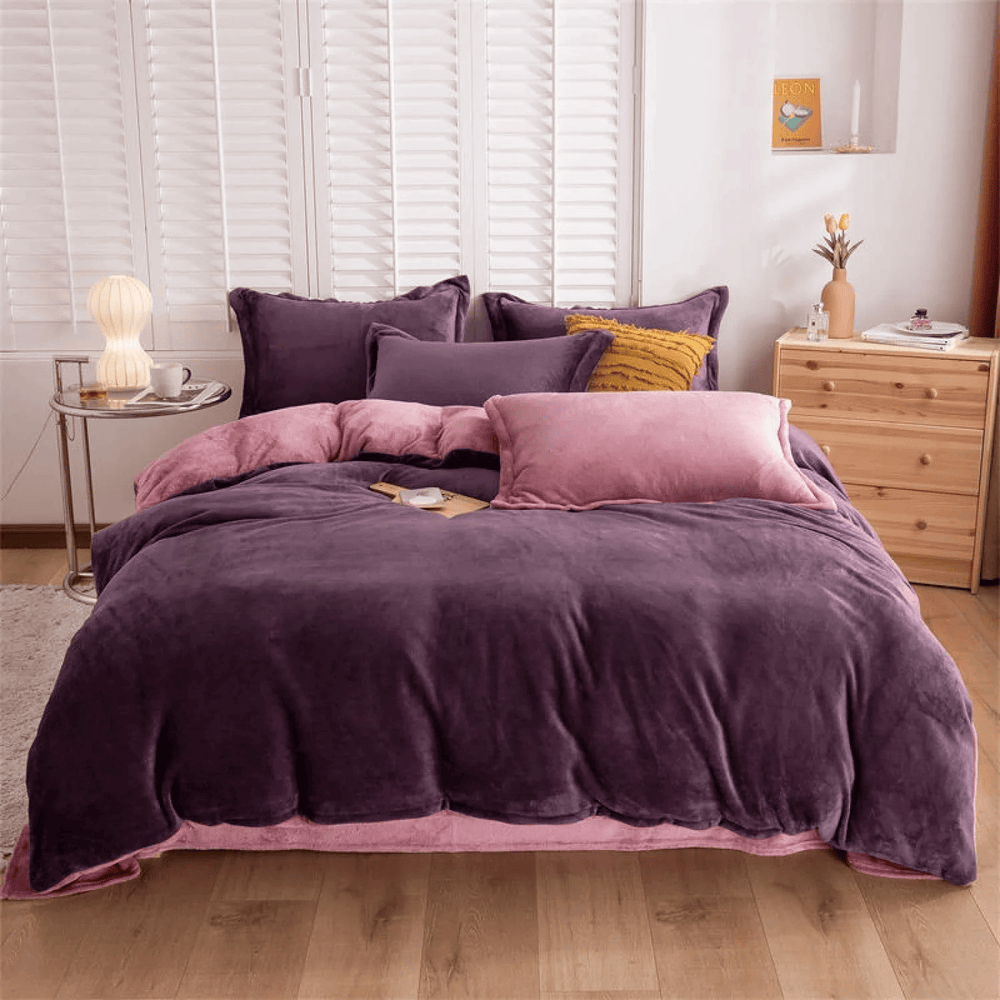 Reversible Velvet Duvet Cover - Purple & Pink β Duvet Covers price in Pakistan