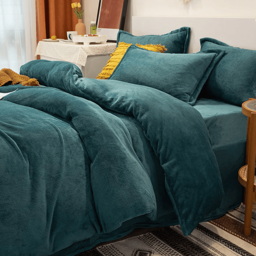 Reversible Velvet Duvet Cover - Teal & Blue β Duvet Covers price in Pakistan