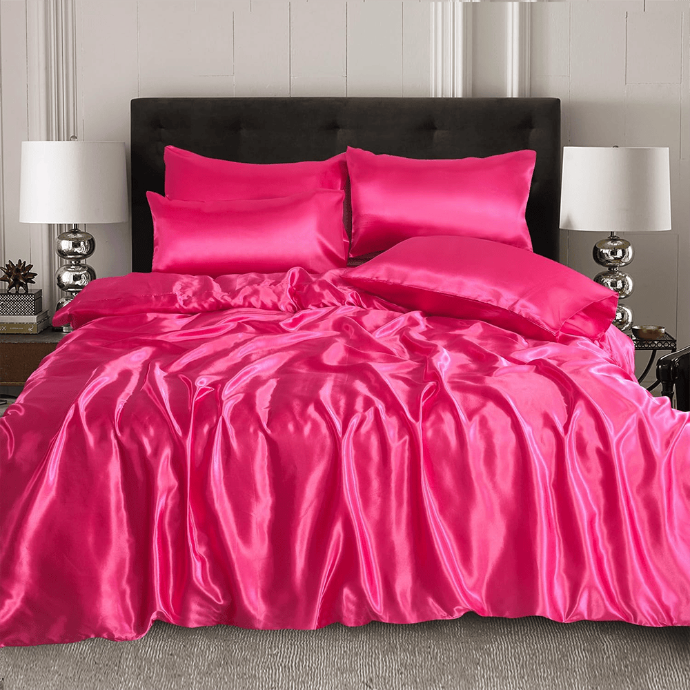 Satin Silk Duvet Cover Set - Bright Pink β Duvet Covers price in Pakistan