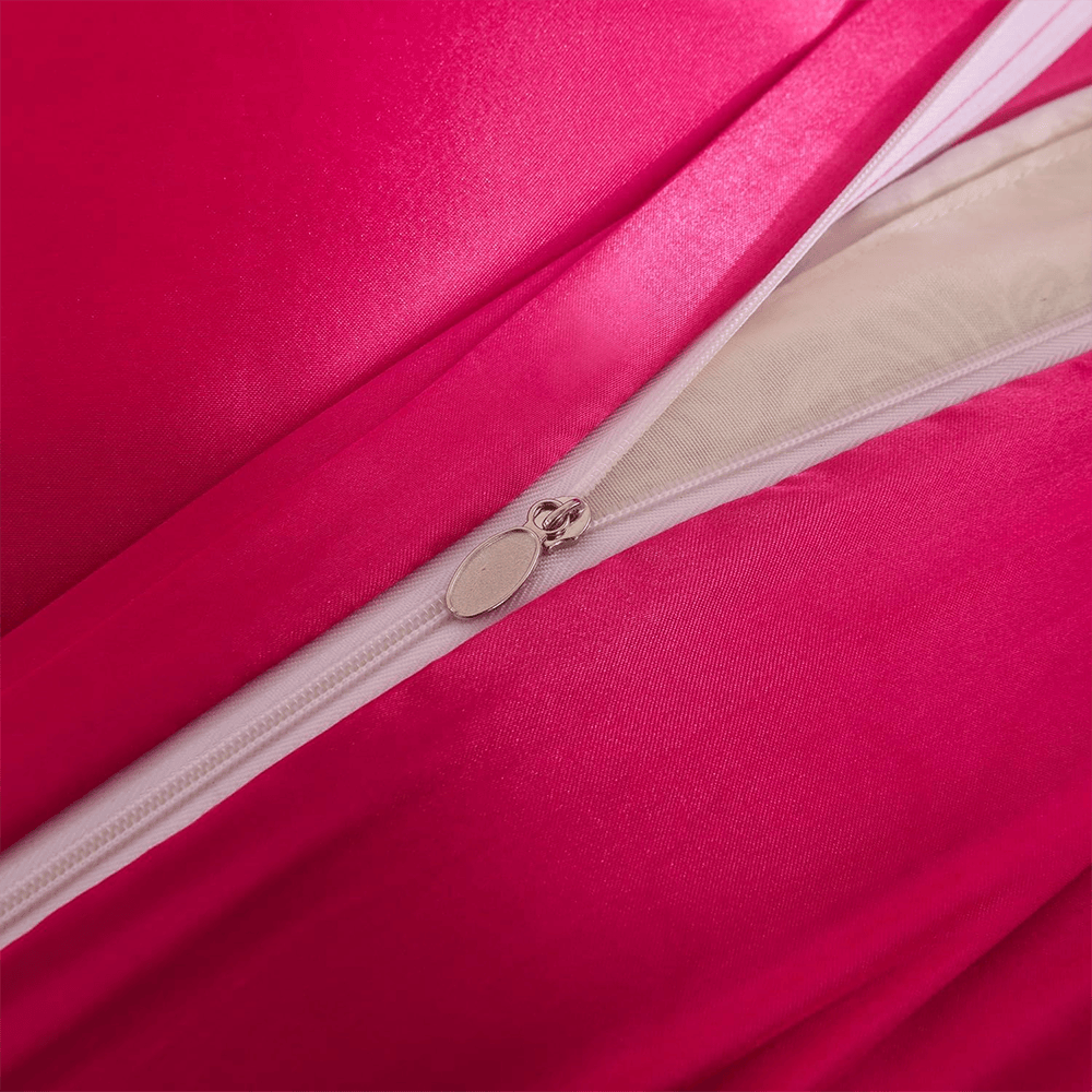 Satin Silk Duvet Cover Set - Bright Pink — view 4