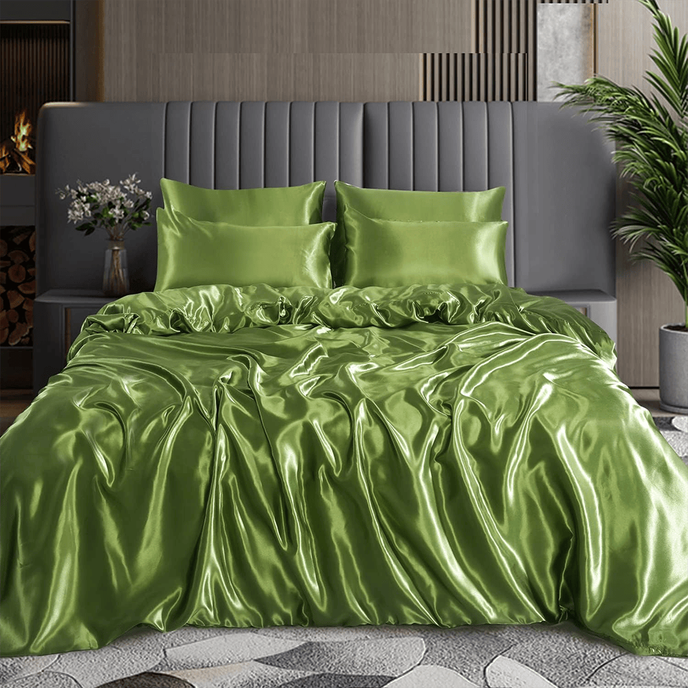 Satin Silk Duvet Cover Set - Olive Green β Duvet Covers price in Pakistan