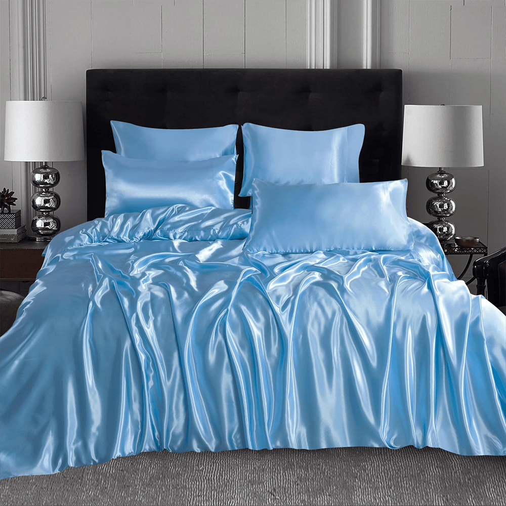 Satin Silk Duvet Cover Set - Sky Blue — Duvet Covers price in Pakistan