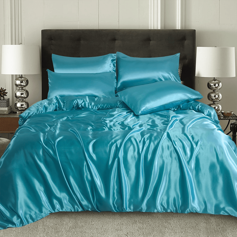 Satin Silk Duvet Cover Set - Teal — Duvet Covers price in Pakistan
