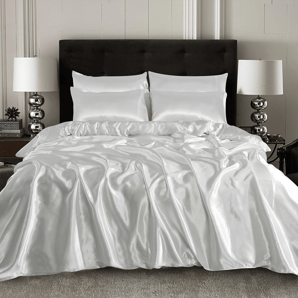 Satin Silk Duvet Cover Set - White — Duvet Covers price in Pakistan
