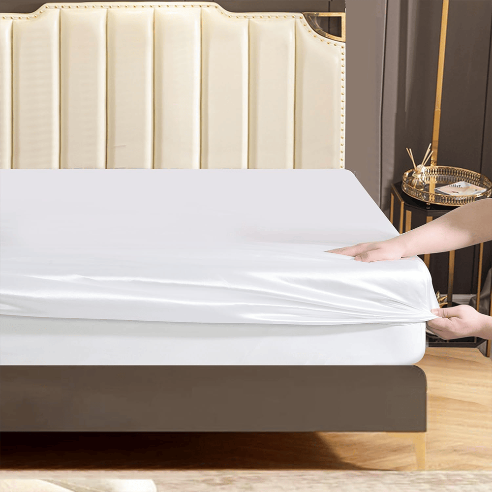 Satin Silk Duvet Cover Set - White — view 2