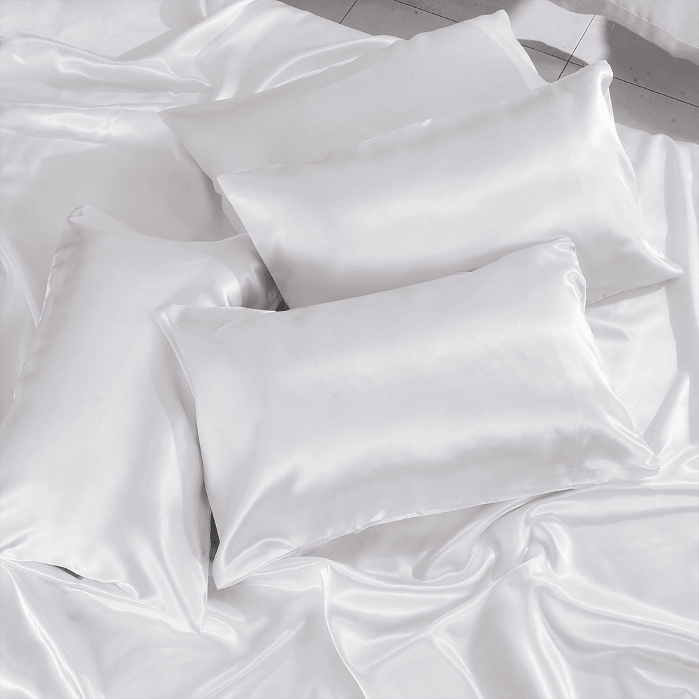 Satin Silk Duvet Cover Set - White — view 3
