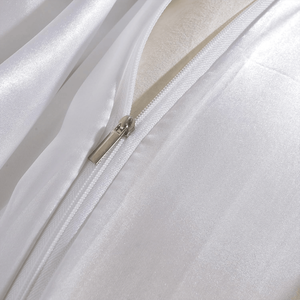 Satin Silk Duvet Cover Set - White — view 4