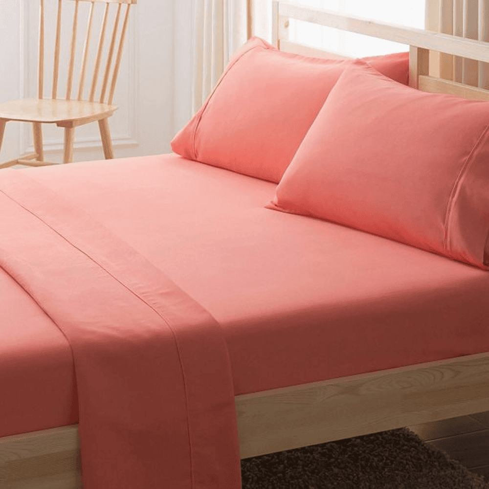 Cotton Fitted Sheet - Coral - TC 150 β Fitted Bed Sheets price in Pakistan