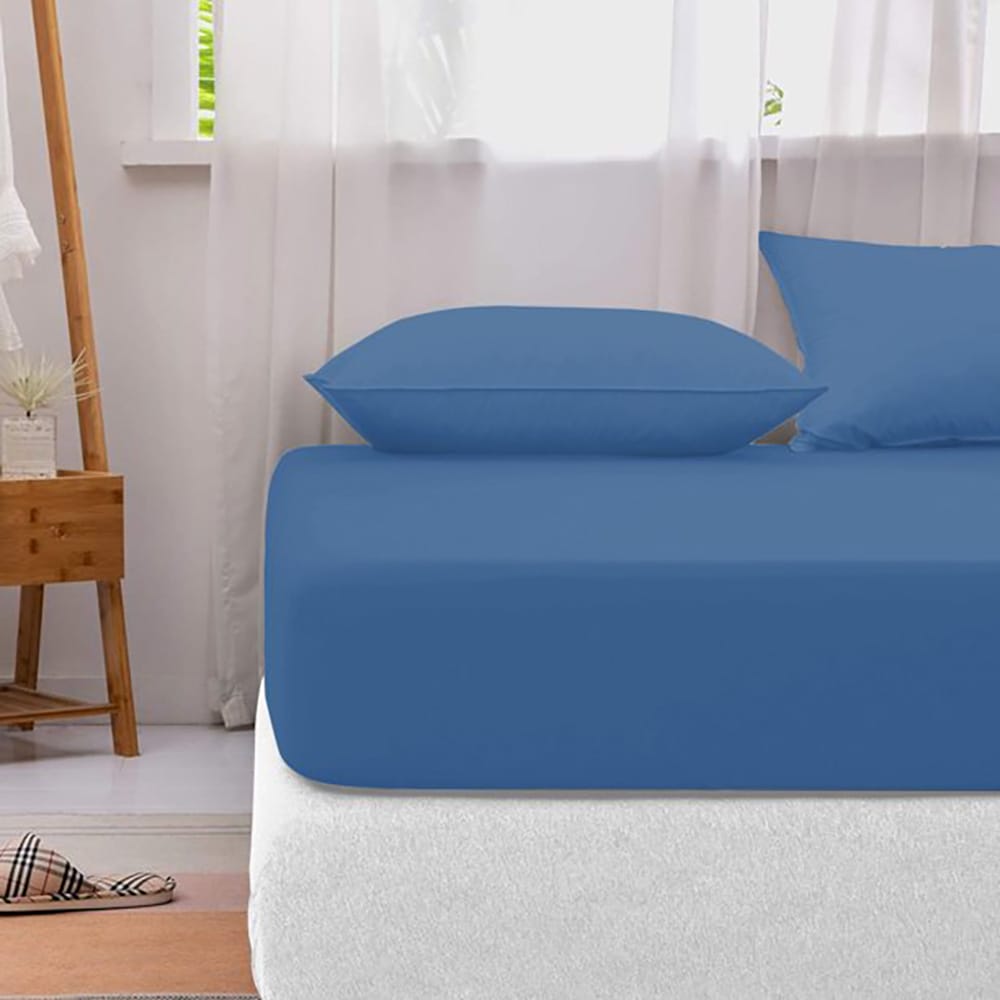 Cotton Fitted Sheet - Niagara Blue - TC 150 β Fitted Bed Sheets price in Pakistan
