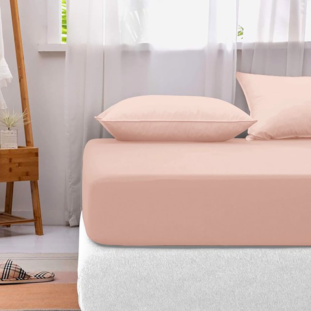 Cotton Fitted Sheet - Peach - TC 150 β Fitted Bed Sheets price in Pakistan