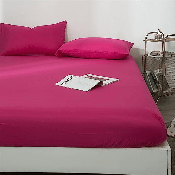 Cotton Fitted Sheet - Rose Red - TC 150 β Fitted Bed Sheets price in Pakistan