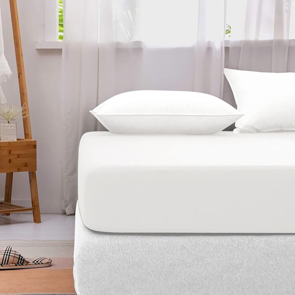 Cotton Fitted Sheet - White - TC 150 β Fitted Bed Sheets price in Pakistan