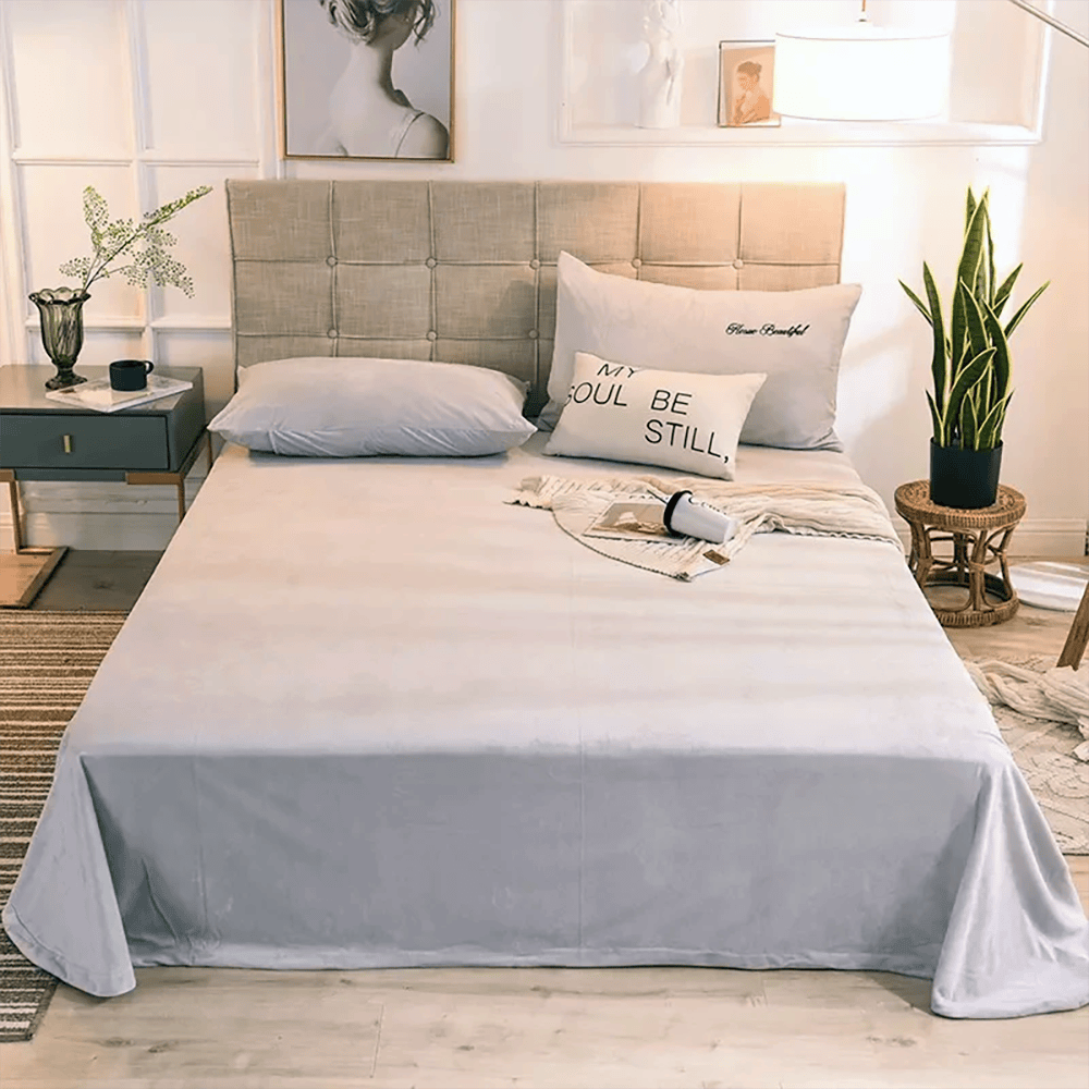 Velvet Flat Bed Sheet - Light Grey β Flat Sheets price in Pakistan