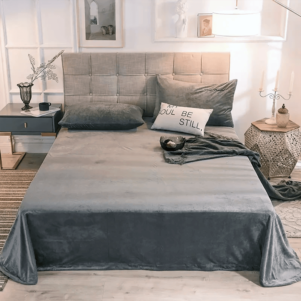 Velvet Flat Bed Sheet - Dark Grey β Flat Sheets price in Pakistan