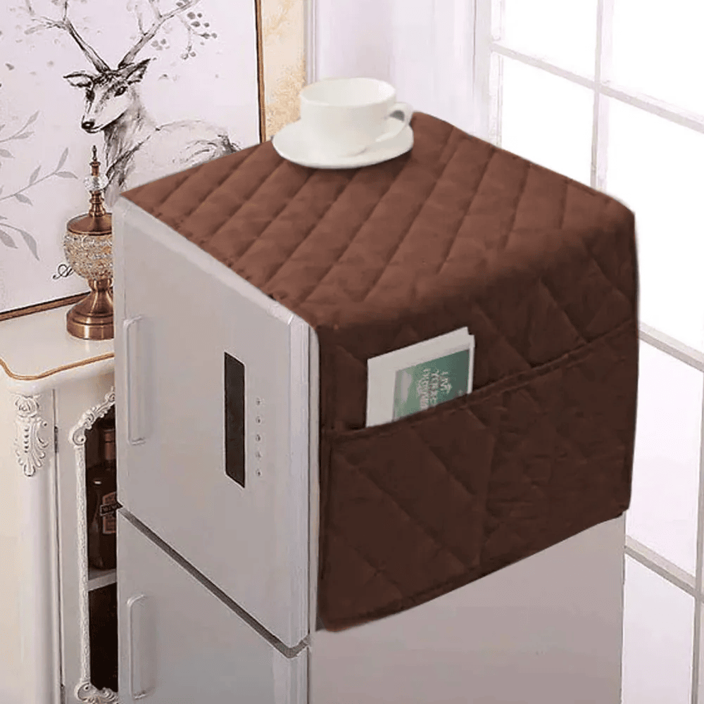 Ultrasonic Quilted Fridge Cover With Side Pockets – Brwon — Fridge Covers price in Pakistan