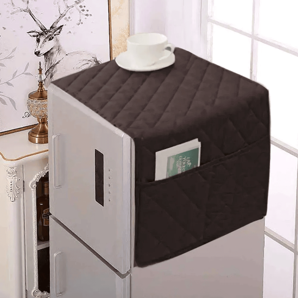 Ultrasonic Quilted Fridge Cover With Side Pockets – Chocolate — Fridge Covers price in Pakistan