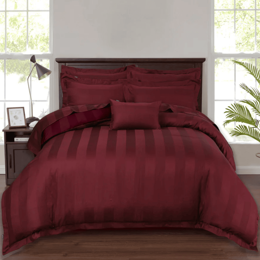 Premium Hotel Bedding - Maroon - Cotton Satin TC250 — Hotel Bedding price in Pakistan