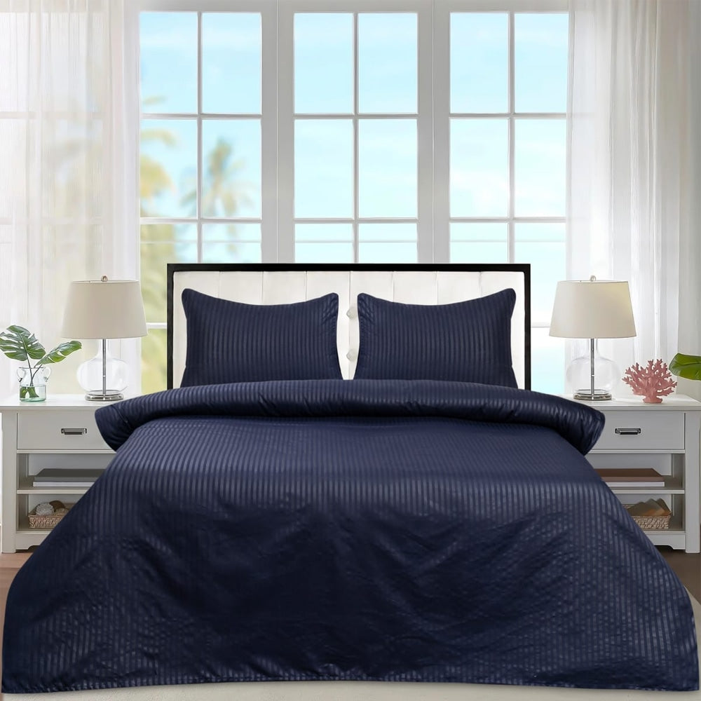 Premium Hotel Bedding Narrow Strips - Blue - Cotton Satin TC250 — Hotel Bedding price in Pakistan