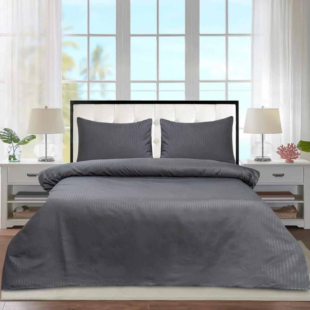Premium Hotel Bedding Narrow Strips - Grey - Cotton Satin TC250 — Hotel Bedding price in Pakistan