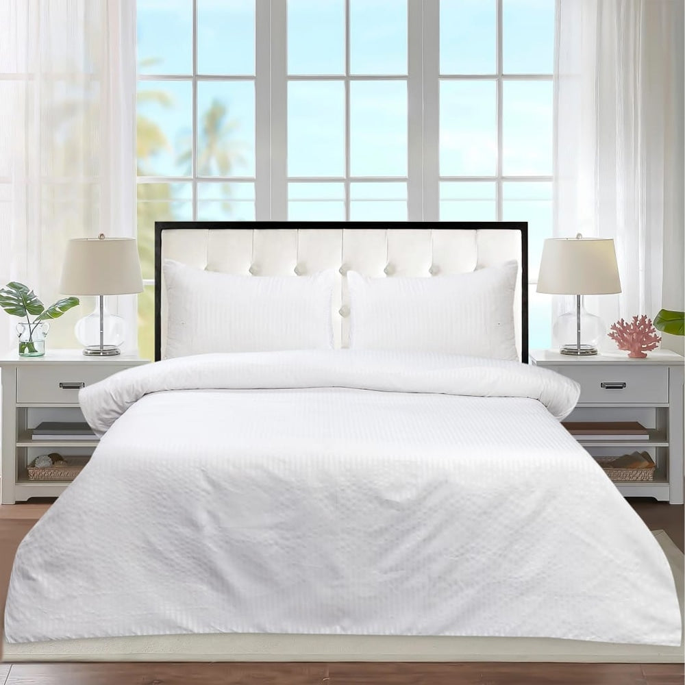 Premium Hotel Bedding Narrow Strips - White - Cotton Satin TC250 — Hotel Bedding price in Pakistan