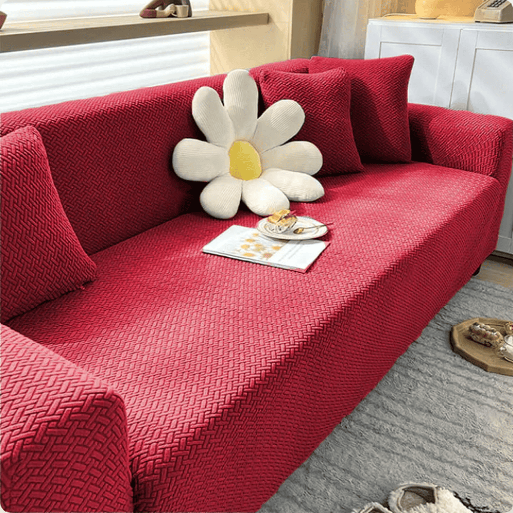 Jacquard Sofa Cover - Red — Jacquard Sofa Covers price in Pakistan