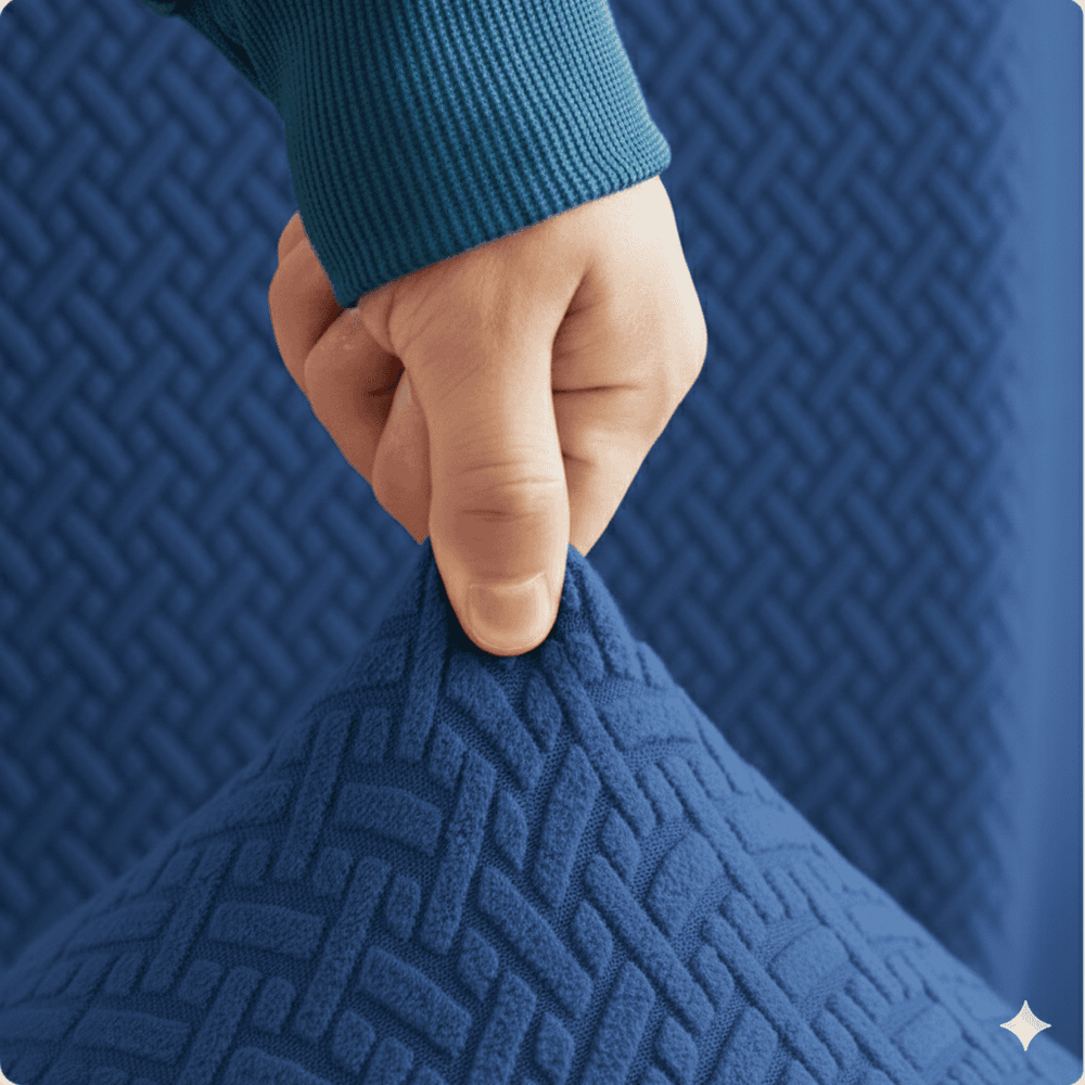 L-Shape Jacquard Sofa Cover - Blue — view 2