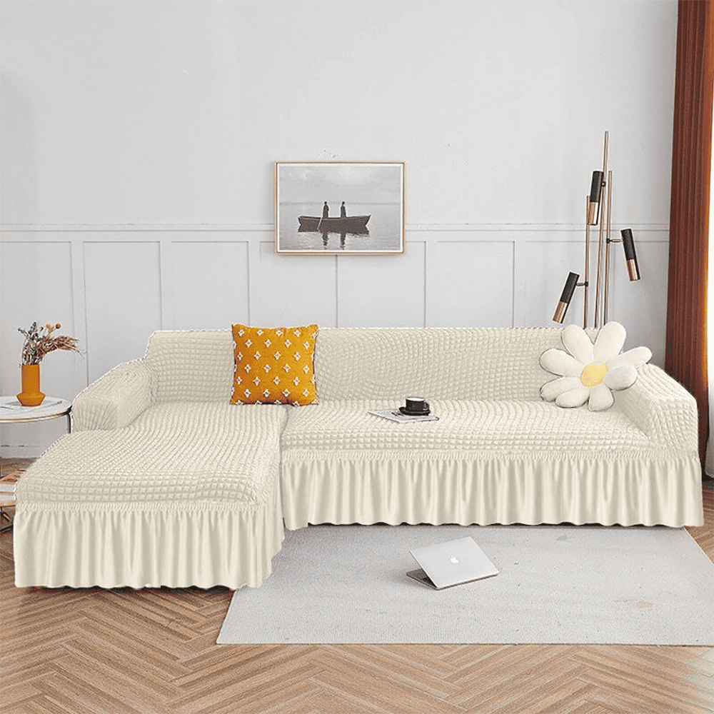 L-Shape Turkish Bubble Sofa Cover - Ivory — L Shape Sofa Covers price in Pakistan
