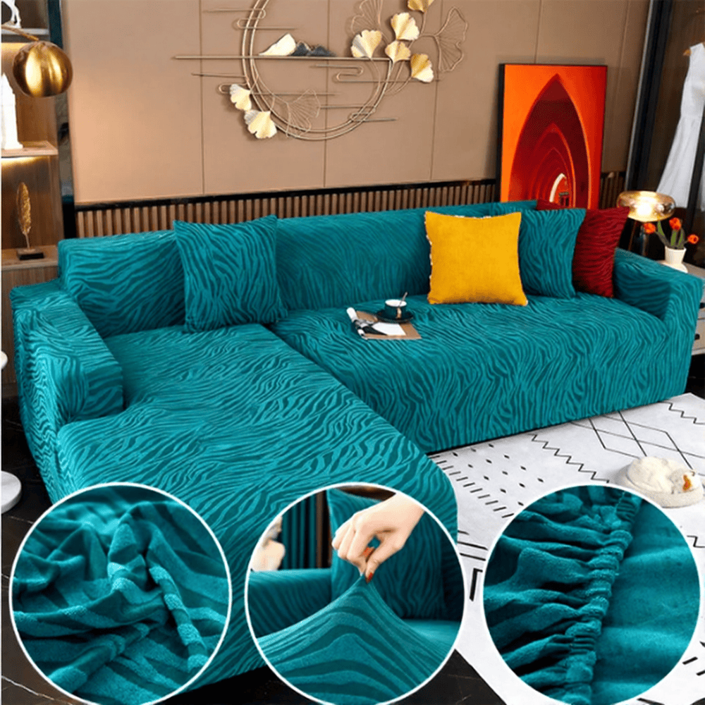 L-Shape Zebra Sofa Cover - Aqua — L Shape Sofa Covers price in Pakistan