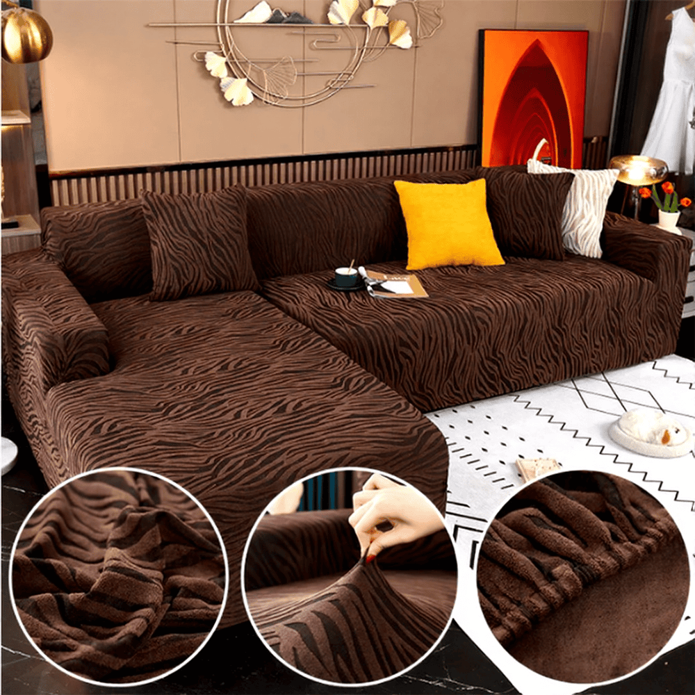 L-Shape Zebra Sofa Cover - Brown — L Shape Sofa Covers price in Pakistan