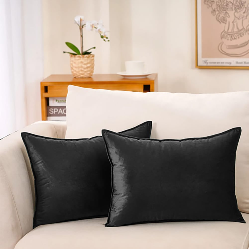 Premium Silk Pillow Covers – Black — Pillow Covers price in Pakistan