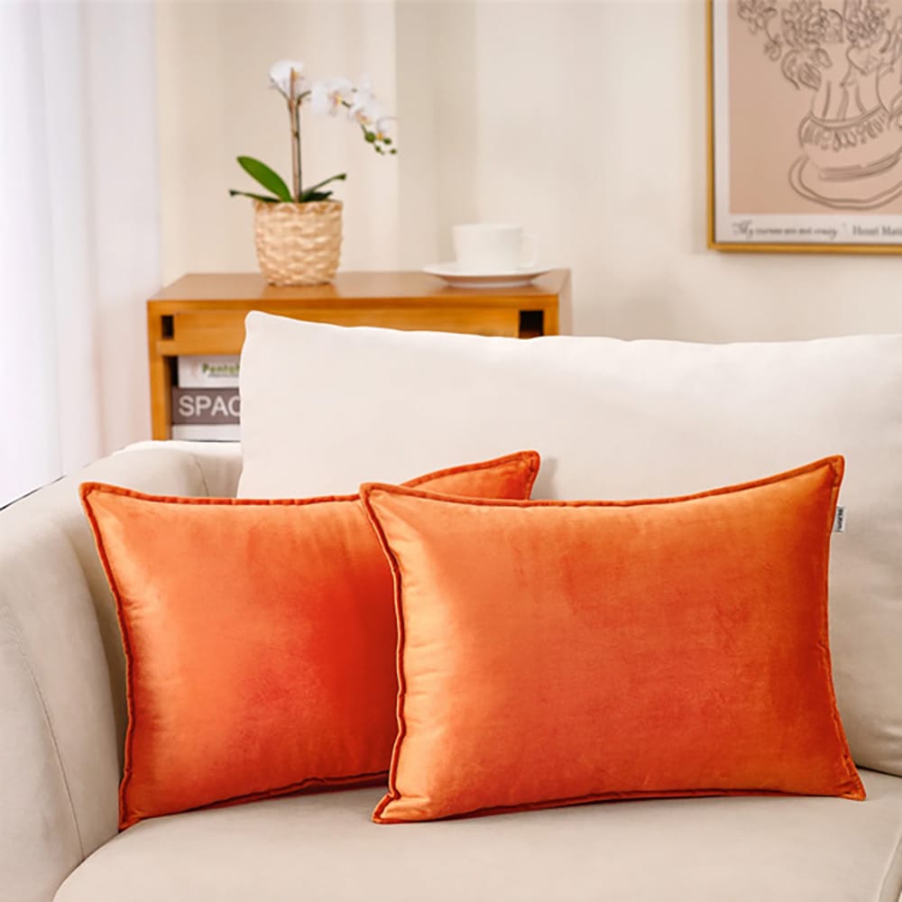 Premium Silk Pillow Covers – Orange — Pillow Covers price in Pakistan