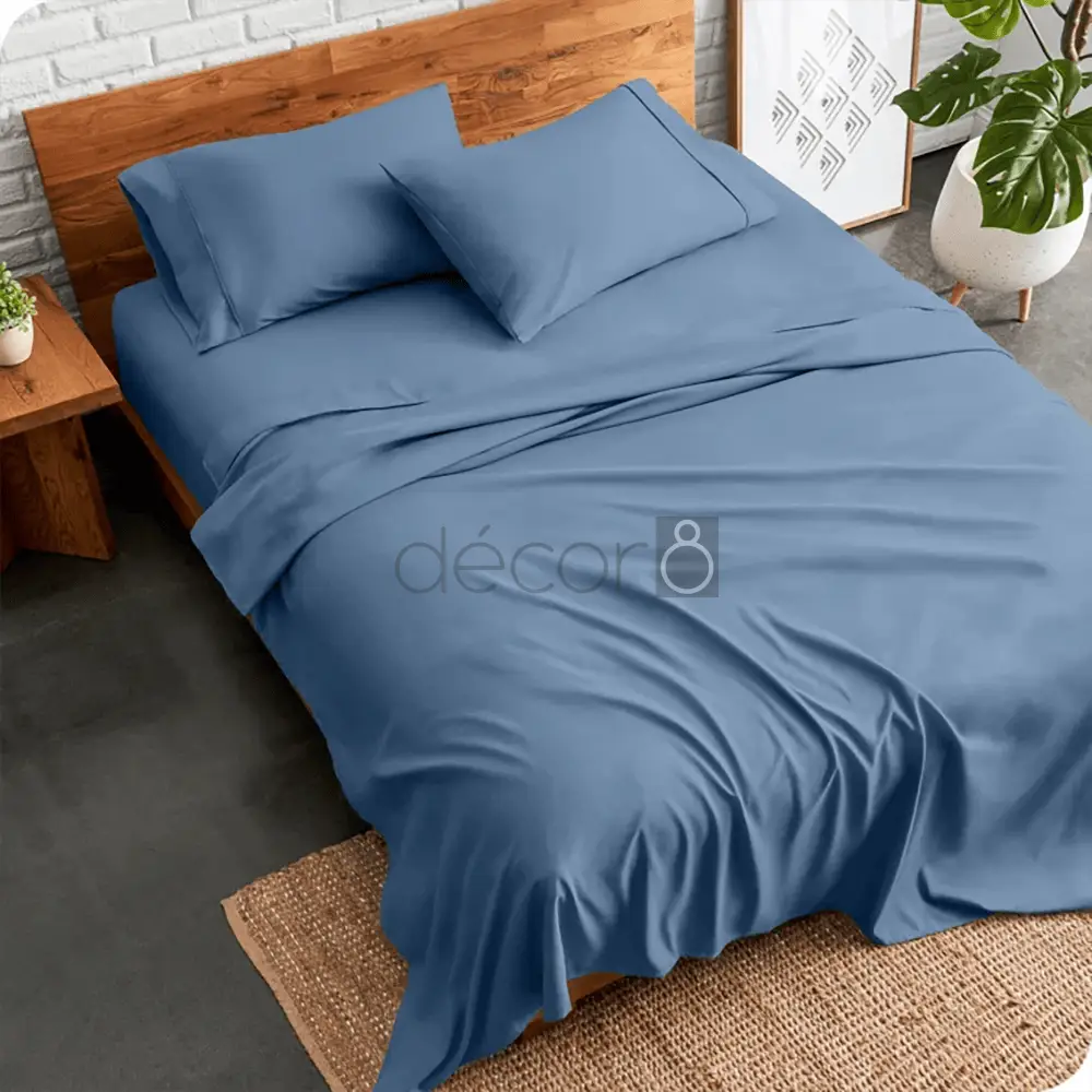 Cotton Plain Bed Sheet - Blue Berry โ Plain Bed Sheets price in Pakistan
